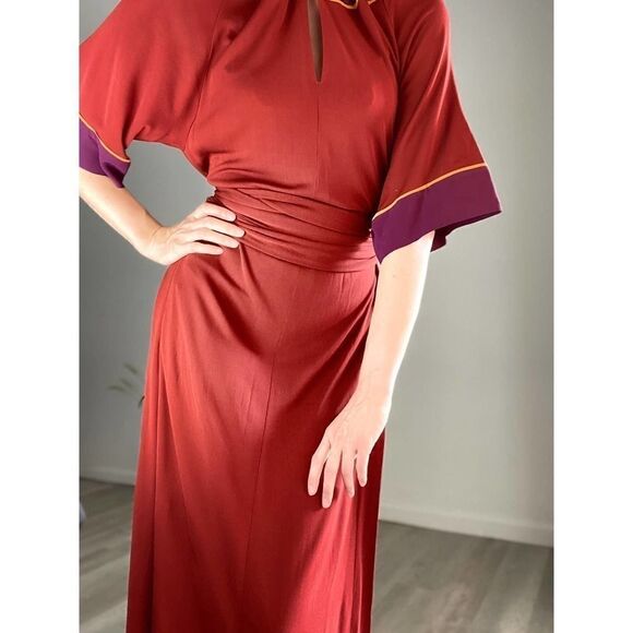 Zara Limited Edition Dress Wine Belted Slit - Picture 3 of 6